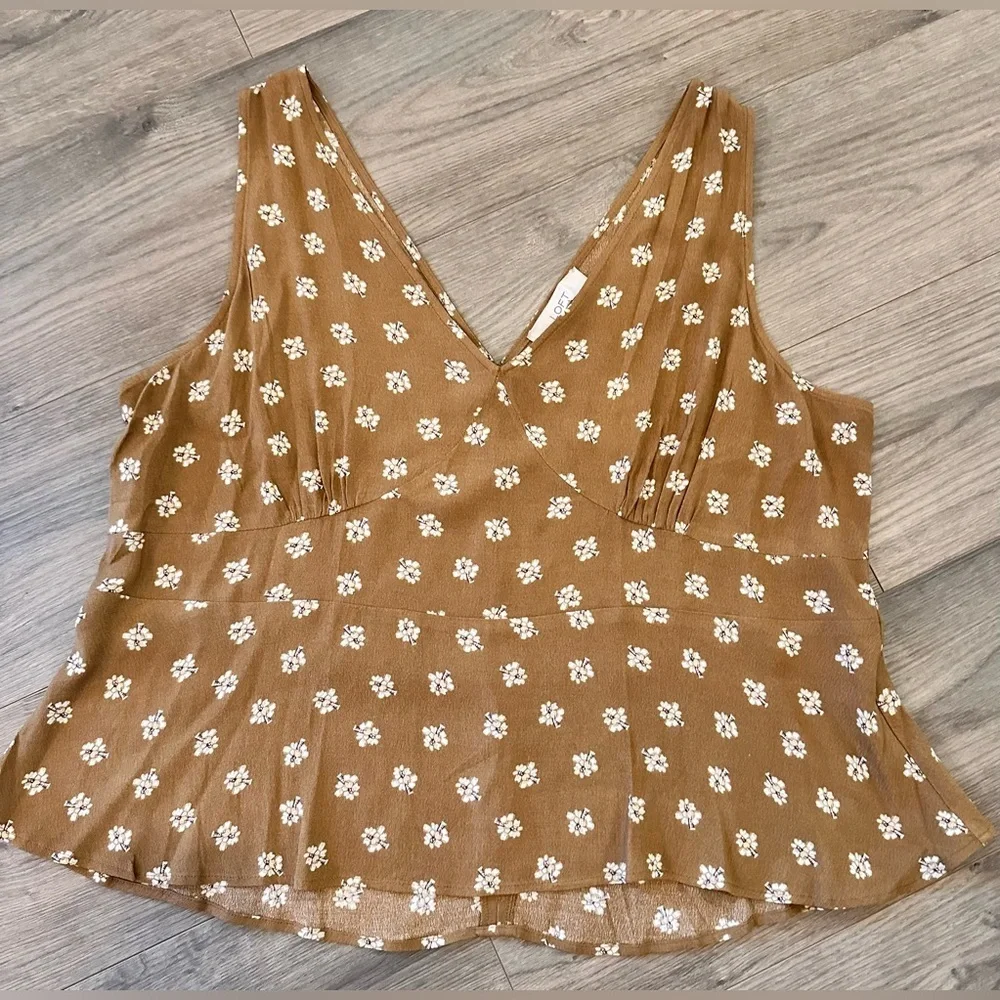 NWT 14 XL loft cream daisy peplum boho tank top shirt floral Ann Taylor - Picture 10 of 11